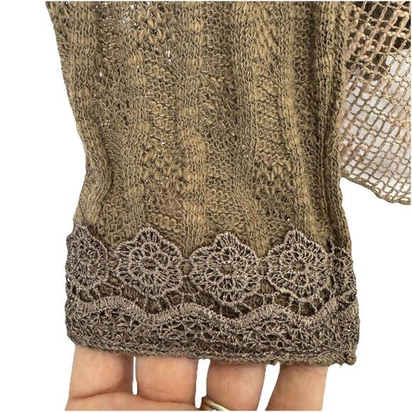 Zeeba Brown Lace Embroidered Floral Top M Forest Fairy Whimsigoth Festival Y2K - Picture 5 of 12